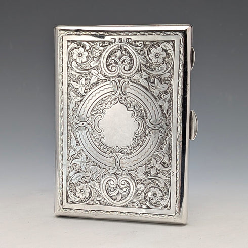 1898年 英国アンティーク 純銀製 両開き型カードケース 83g Charles Chesterman