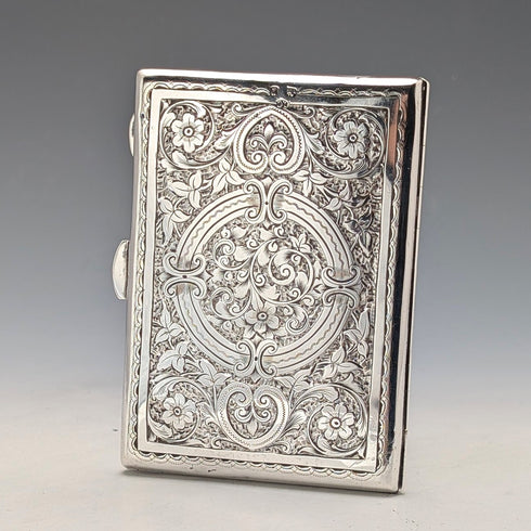 1898年 英国アンティーク 純銀製 両開き型カードケース 83g Charles Chesterman