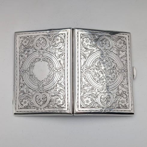 1898年 英国アンティーク 純銀製 両開き型カードケース 83g Charles Chesterman