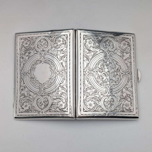 1898年 英国アンティーク 純銀製 両開き型カードケース 83g Charles Chesterman