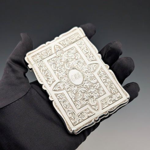 1882年 英国アンティーク 純銀製 カードケース 57g ボックス入り極美品 Frederick Marson