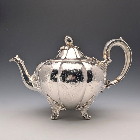 1850年頃 英国アンティーク シルバープレート製 ティーセット 3点セット Padley Parkin