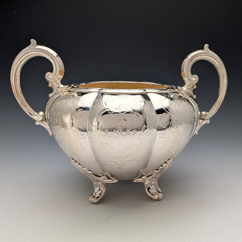 1850年頃 英国アンティーク シルバープレート製 ティーセット 3点セット Padley Parkin