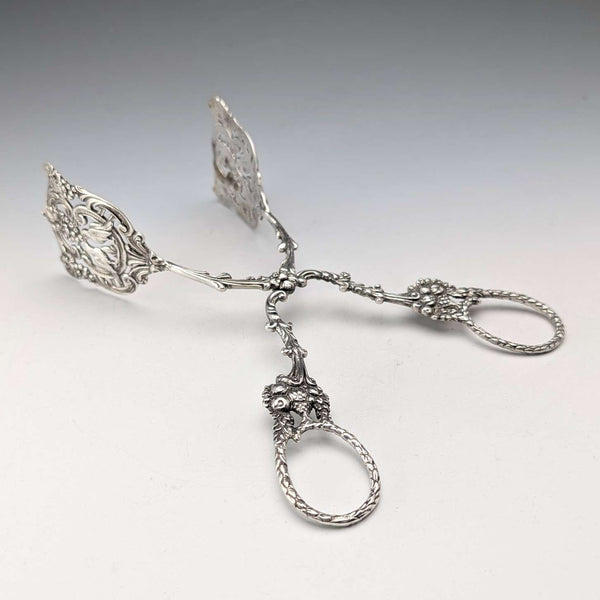 Circa 1900 German antique 835 silver cake tongs