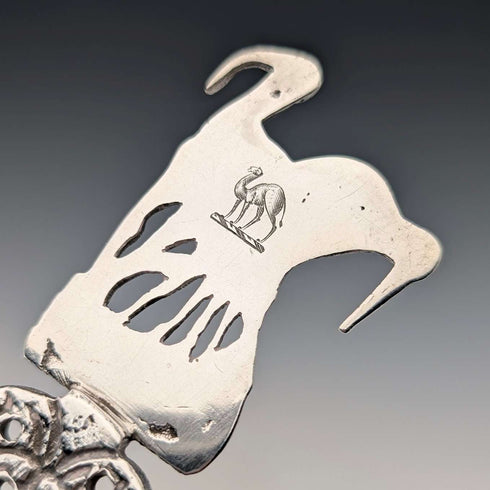 1904 British antique sterling silver large spoon with relief decoration by Samuel Boyce