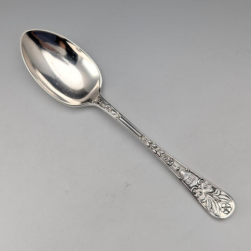 1909 British antique sterling silver Christening spoon by John Round & Son, in case