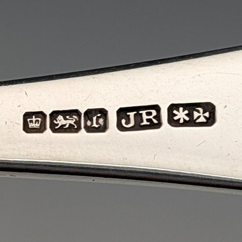 1909 British antique sterling silver Christening spoon by John Round & Son, in case