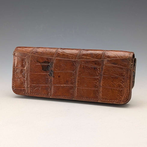 1900年頃 英国アンティーク 純銀装飾 小型革財布 小銭入れ Edward Langridge