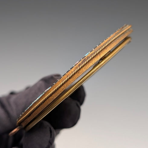 古董微馬賽克裝飾黃銅小相框相框/肖像