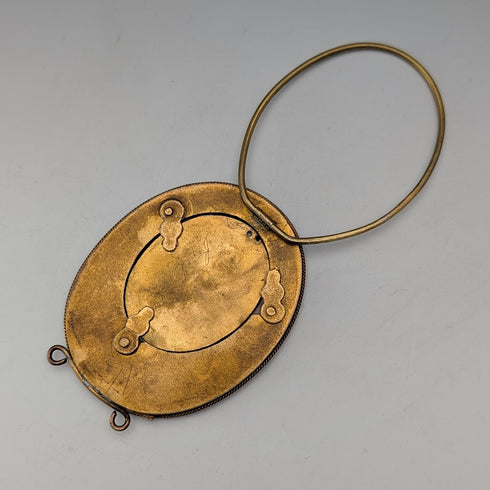 古董微馬賽克裝飾黃銅小相框相框/肖像