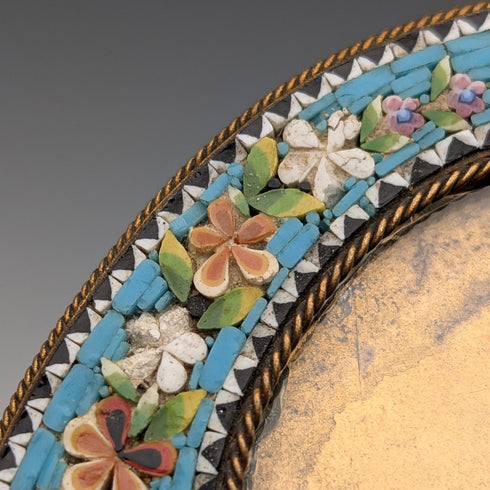 古董微馬賽克裝飾黃銅小相框相框/肖像