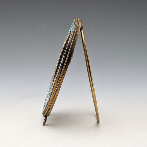 古董微馬賽克裝飾黃銅小相框相框/肖像