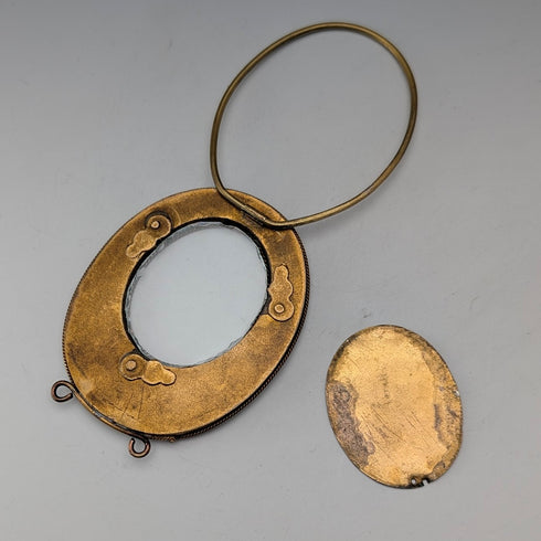 古董微馬賽克裝飾黃銅小相框相框/肖像