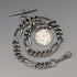 Circa 1900 British Antique Fancy Link Sterling Silver Albert Chain 64g Coin Infob