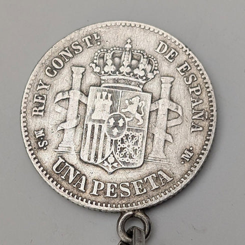 Circa 1900 British Antique Fancy Link Sterling Silver Albert Chain 64g Coin Infob