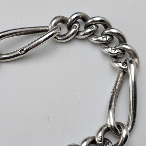 Circa 1900 British Antique Fancy Link Sterling Silver Albert Chain 64g Coin Infob