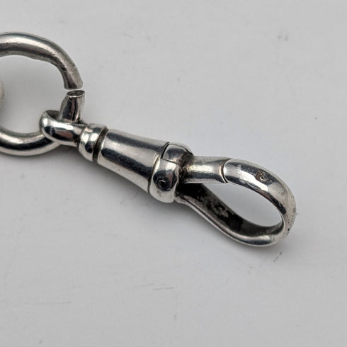 Circa 1900 British Antique Fancy Link Sterling Silver Albert Chain 64g Coin Infob