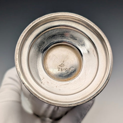 1870 British antique silver plate vase with chinoiserie decoration