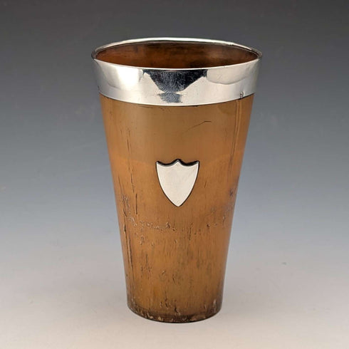 1934 British vintage sterling silver horn beaker cup by William Dunningham
