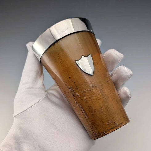 1934 British vintage sterling silver horn beaker cup by William Dunningham