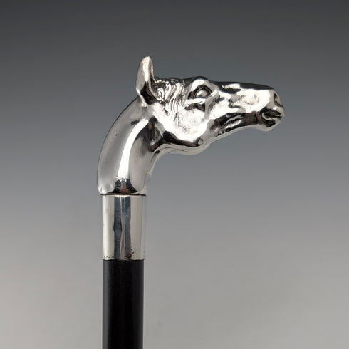 1995 年英國復古黑軸純銀馬頭柄手杖 92 厘米