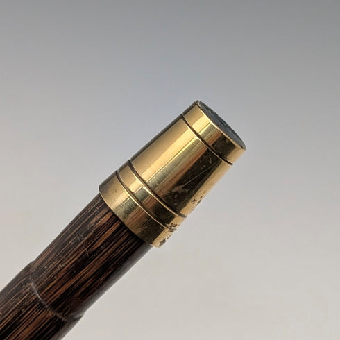 1912 年英國古董棕色桿純銀純色彎柄手杖 92 厘米