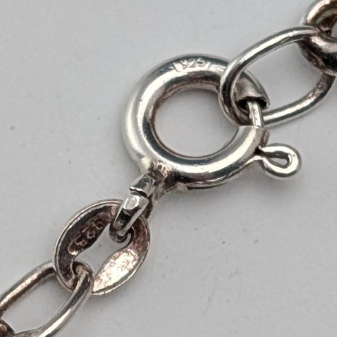 ヴィンテージ ラブラドライト&純銀 ペンダント 純銀極太ネックレス付き