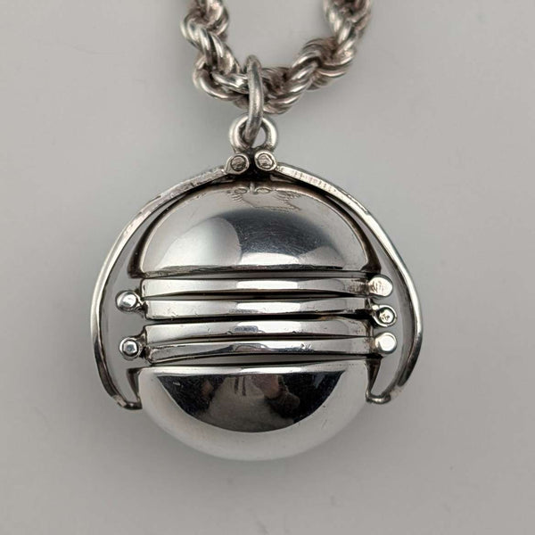 Vintage sterling silver expandable photo pendant with thick sterling silver necklace, 47g
