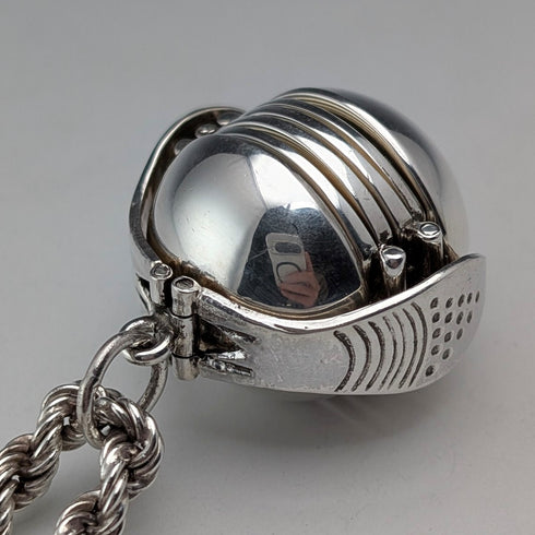 Vintage sterling silver expandable photo pendant with thick sterling silver necklace, 47g