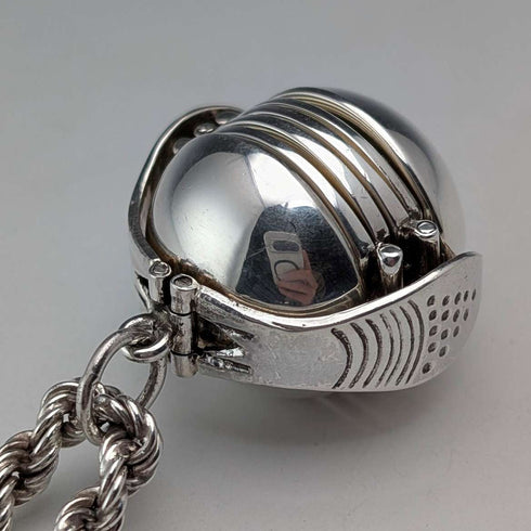 Vintage sterling silver expandable photo pendant with thick sterling silver necklace, 47g