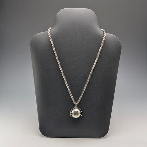 Vintage sterling silver expandable photo pendant with thick sterling silver necklace, 47g