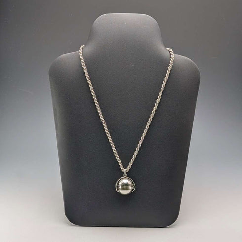 Vintage sterling silver expandable photo pendant with thick sterling silver necklace, 47g