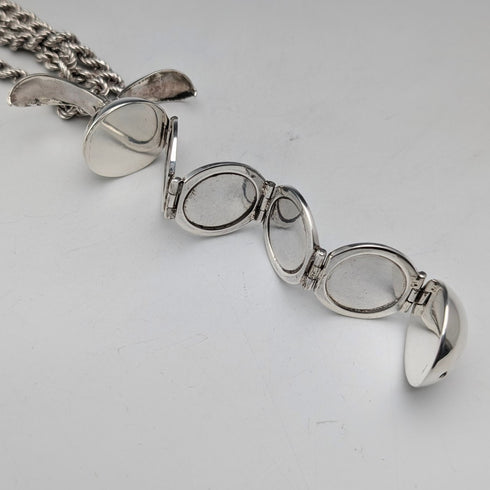 Vintage sterling silver expandable photo pendant with thick sterling silver necklace, 47g