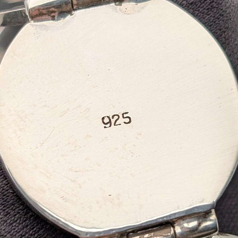 Vintage sterling silver expandable photo pendant with thick sterling silver necklace, 47g
