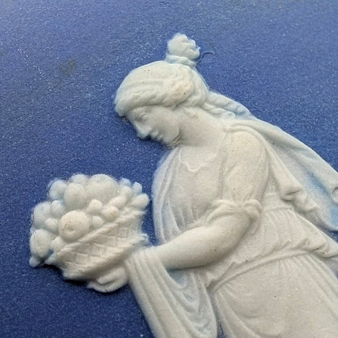 英国アンティーク ウェッジウッド ビスケットバレル ジャスパーウェア ロイヤルブルー