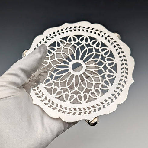 英国ヴィンテージ シルバープレート製 鍋敷き トライベット Man Co