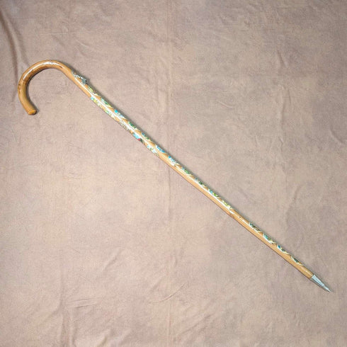 Vintage European Tour Bent Handle Tourist Walking Stick Tan Shaft 90cm