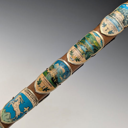 復古歐洲之旅彎柄旅遊手杖棕褐色桿 90 厘米