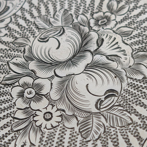 1863 年英國古董花卉雕刻純銀卡片盒,57 克,Hillard & Thomason