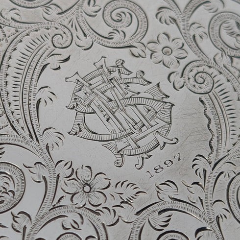 1896 British antique sterling silver double door card case 120g George Unite Very good condition