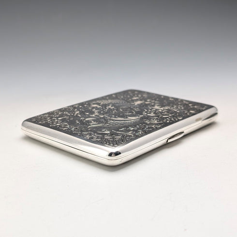 1896 British antique sterling silver double door card case 120g George Unite Very good condition