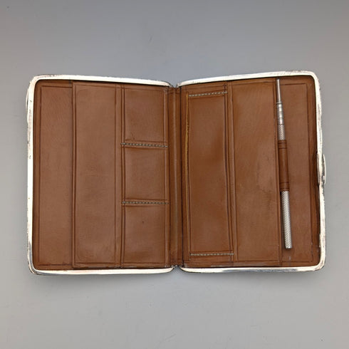 1896 British antique sterling silver double door card case 120g George Unite Very good condition