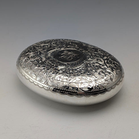 1912 British antique sterling silver pebble-shaped snuff box 85g John Rose Very good condition