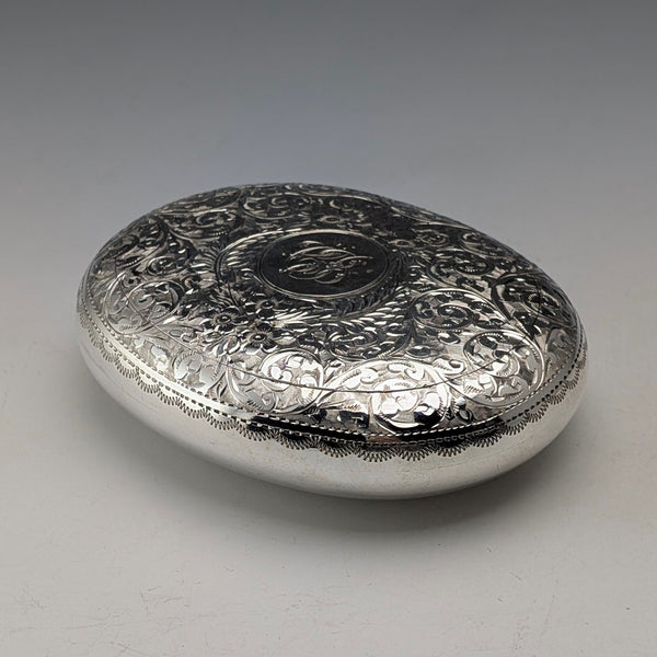 1912 British antique sterling silver pebble-shaped snuff box 85g John Rose Very good condition