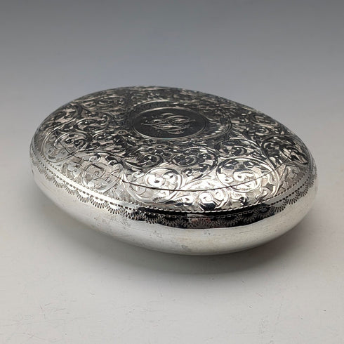 1912 British antique sterling silver pebble-shaped snuff box 85g John Rose Very good condition