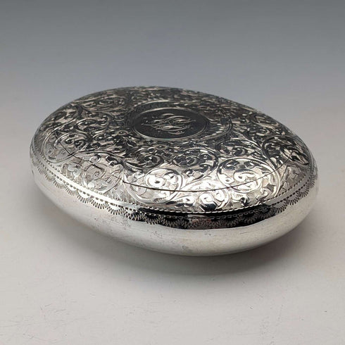 1912年 英国アンティーク 純銀製 小石型スナッフボックス 85g John Rose 極美品