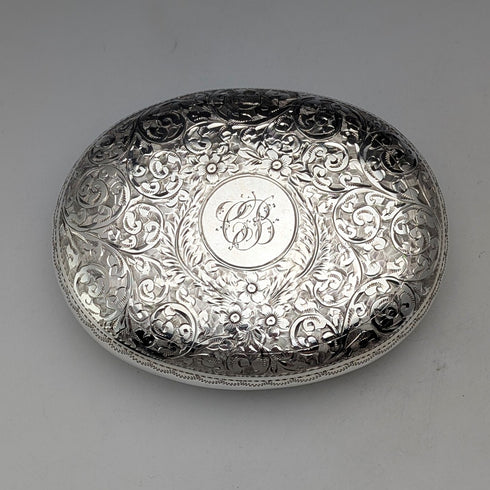 1912 British antique sterling silver pebble-shaped snuff box 85g John Rose Very good condition