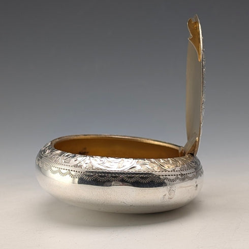 1912 British antique sterling silver pebble-shaped snuff box 85g John Rose Very good condition