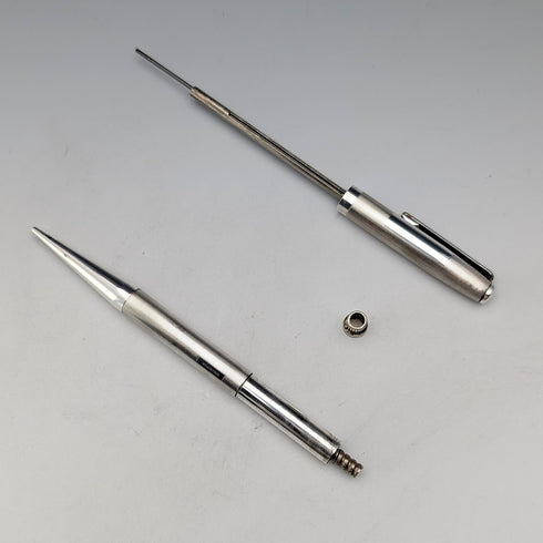 1974 British Yard O' Red Sterling Silver Push-Pull Pencil in Case