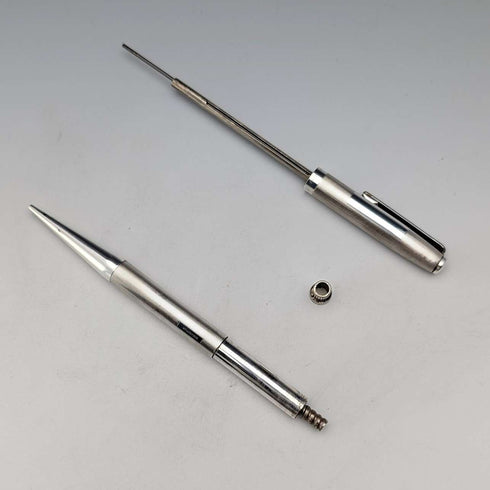 1974 British Yard O' Red Sterling Silver Push-Pull Pencil in Case